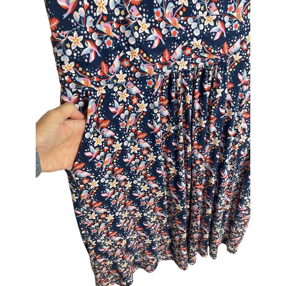 Boden Amelie Scoop Neck Jersey Dress Bird Floral Print Cap Sleeve Size 16/18R - Picture 4 of 10